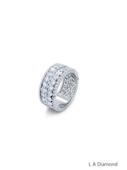 14K White Gold Round Diamond Cluster Ring (3.10 ct)