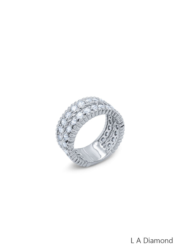 14K White Gold Round Diamond Cluster Ring (3.10 ct) - LA DIAMOND