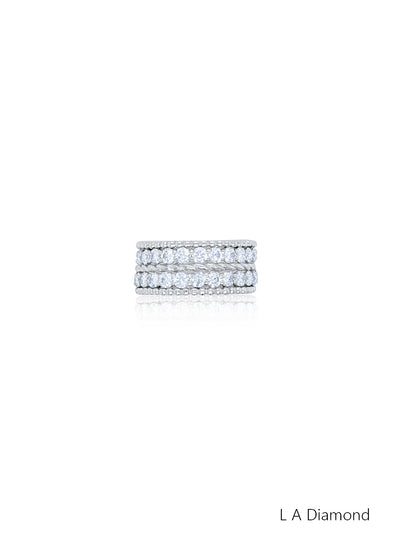 14K White Gold Round Diamond Cluster Ring (3.10 ct)