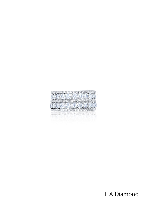 14K White Gold Round Diamond Cluster Ring (3.10 ct) - LA DIAMOND