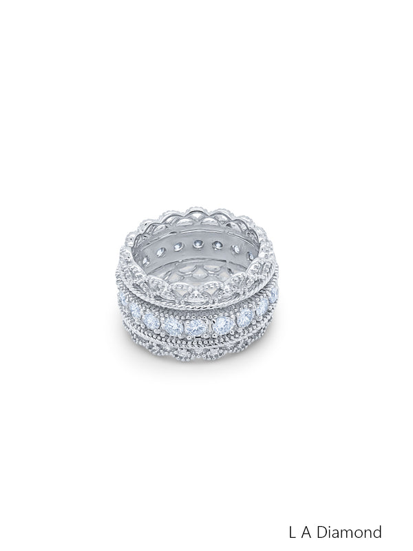 14K White Gold Round Diamond Statement Ring (1.60 ct) - LA DIAMOND