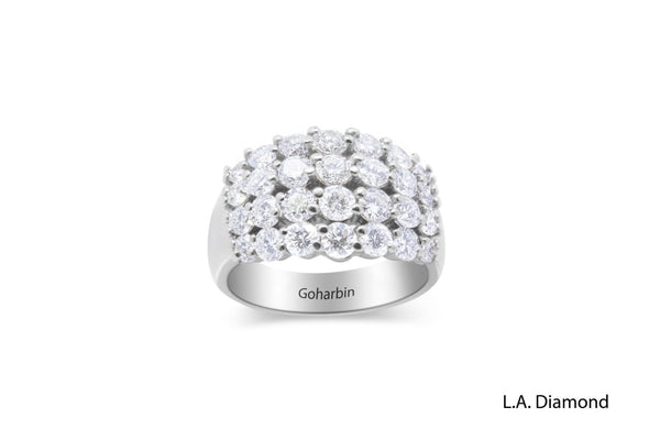 14k White Gold Diamond Round Cut Multi- Layer Wedding Band 2.61c - LA DIAMOND