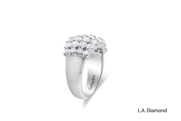 14k White Gold Diamond Round Cut Multi- Layer Wedding Band 2.61c - LA DIAMOND