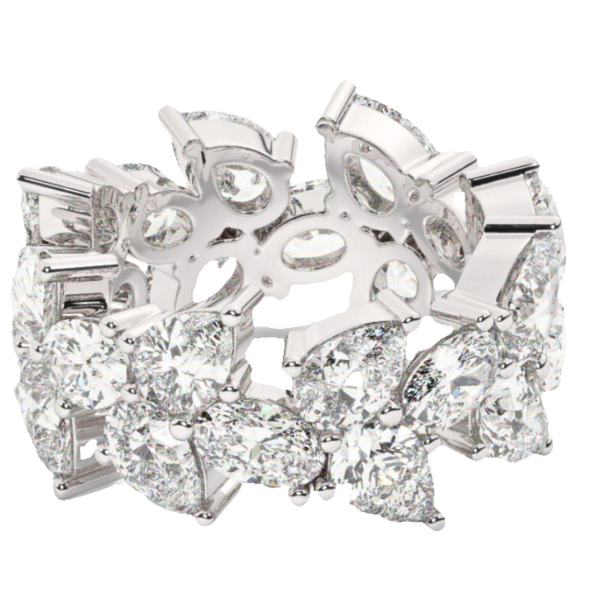18K White Gold Diamond Pear Cut Wedding Ring 12.5c