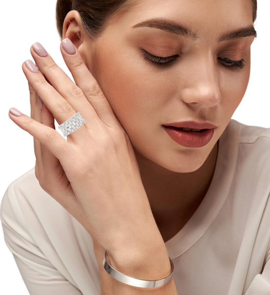 14K White Gold Diamond Round And Baguette Cut Wedding Ring 2.69c - LA DIAMOND