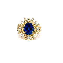 14k Yellow Gold Diamond Emerald Stone Round Cut Ring 3.62c