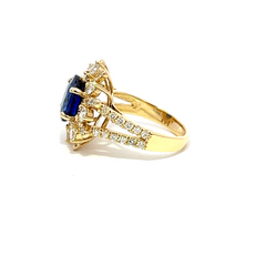 14k Yellow Gold Diamond Emerald Stone Round Cut Ring 3.62c