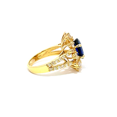 14k Yellow Gold Diamond Emerald Stone Round Cut Ring 3.62c