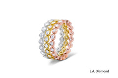 14k Three-Tone Stacking Diamond  Ring