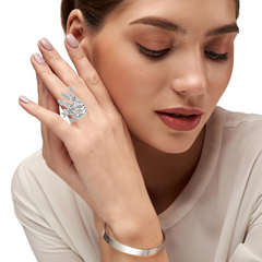 18k White Gold Diamond Marquise Cut Ring 2.55c