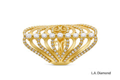 14k Yellow Gold Diamond Ring for Full Finger