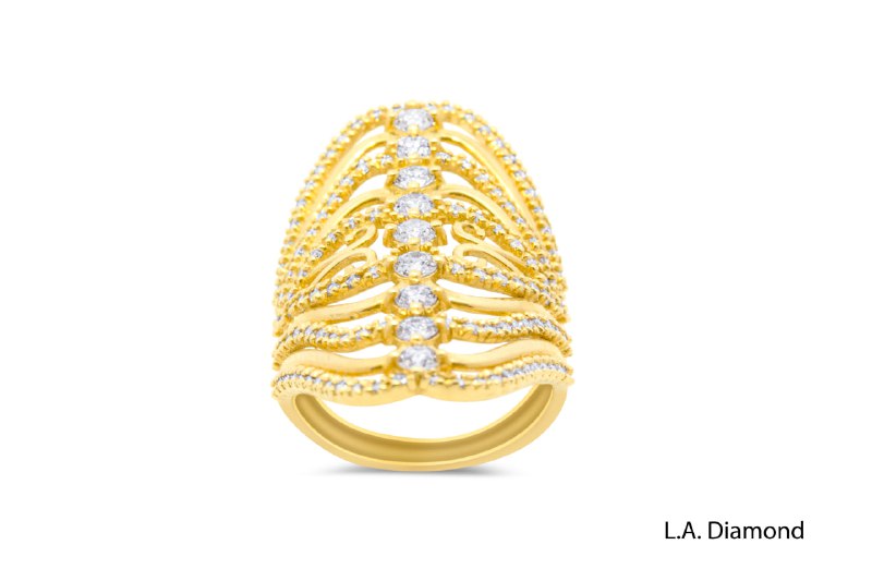 14k Yellow Gold Diamond Ring for Full Finger