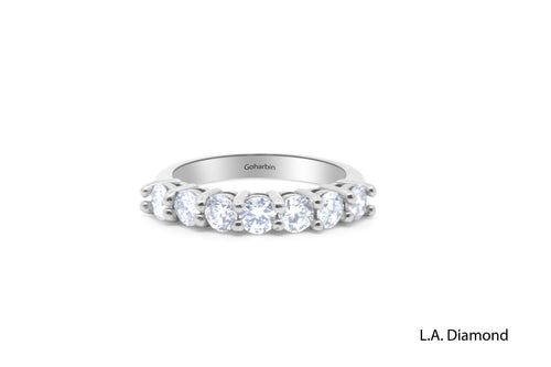 1.55 ctw Round Brilliant Diamond Engagement Ring Set in 14k Gold - 7 Stone Diamond Ring
