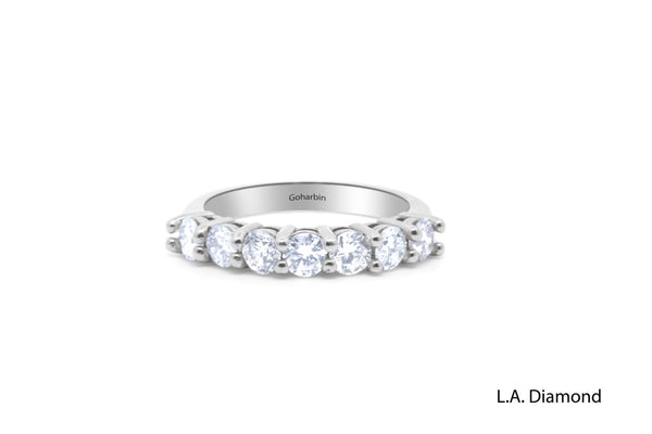 1.55 ctw Round Brilliant Diamond Engagement Ring Set in 14k Gold - 7 Stone Diamond Ring - RD747