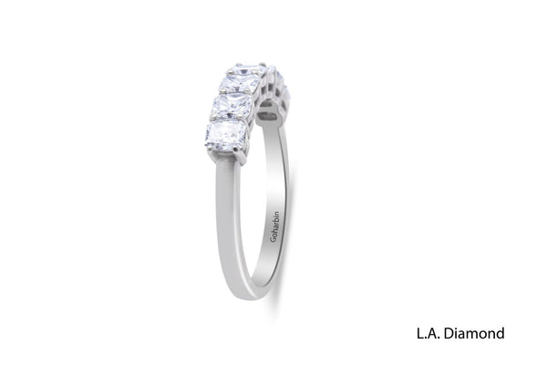 1.53 ctw Radiant Cut Diamond Engagement Ring set in 14k Gold - 7 Stone Diamond Ring - LA DIAMOND