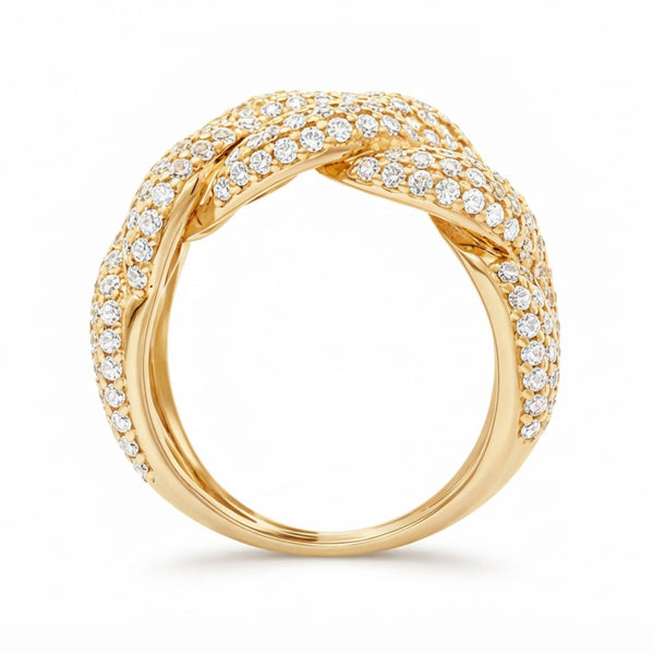 14K Yellow Gold Round Diamond Cuban Ring (3.00 ct) - LA DIAMOND