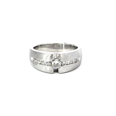 14k White Gold Diamond  Round Cut Wedding Band .52ct