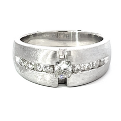 14k White Gold Diamond  Round Cut Wedding Band .52ct