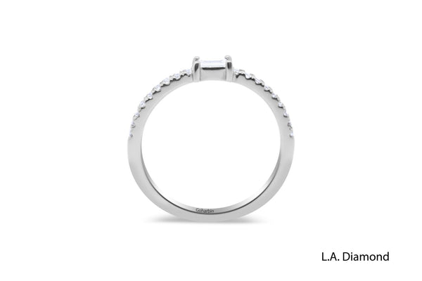 Ultra Thin Minimalist Diamond Ring set on 14k White Gold - LA DIAMOND