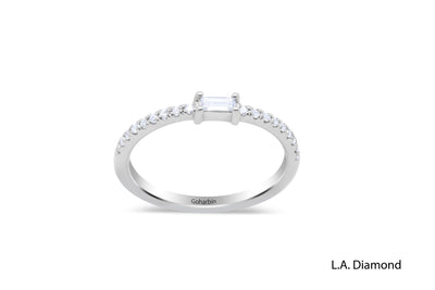 Ultra Thin Minimalist Diamond Ring set on 14k White Gold