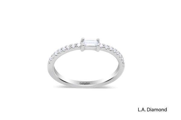 Ultra Thin Minimalist Diamond Ring set on 14k White Gold - LA DIAMOND