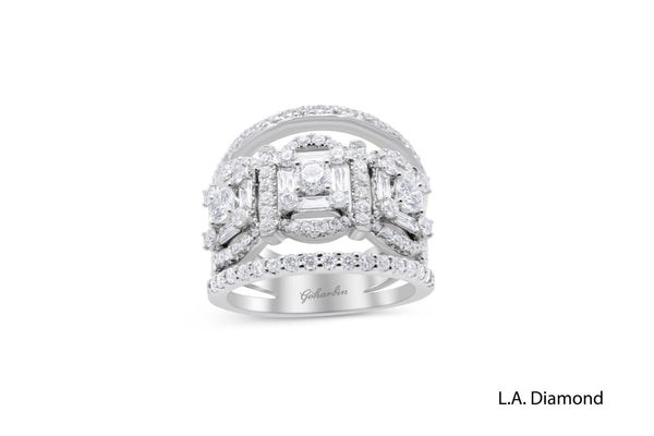 14k White Gold Diamond  Ring - LA DIAMOND