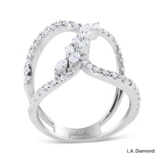 18k White Gold Natural Diamond Open Ascension Criss-Cross Ring