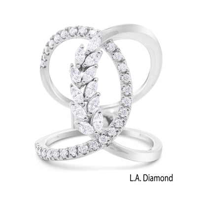 14K White Gold Marquise Diamond Sweep Fashion Ring (1.50 ct)