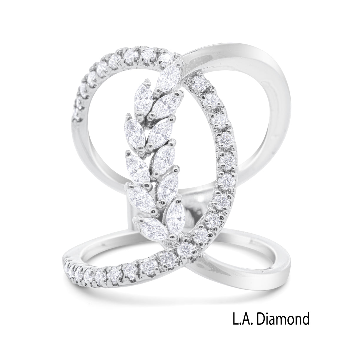 14K White Gold Marquise Diamond Sweep Fashion Ring (1.50 ct)