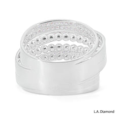 14k White Gold Multi-Row Diamond Pavé Ring - 1.05 CTW Natural Diamonds