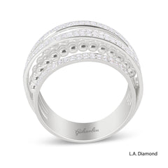 14k White Gold Multi-Row Diamond Pavé Ring - 1.05 CTW Natural Diamonds