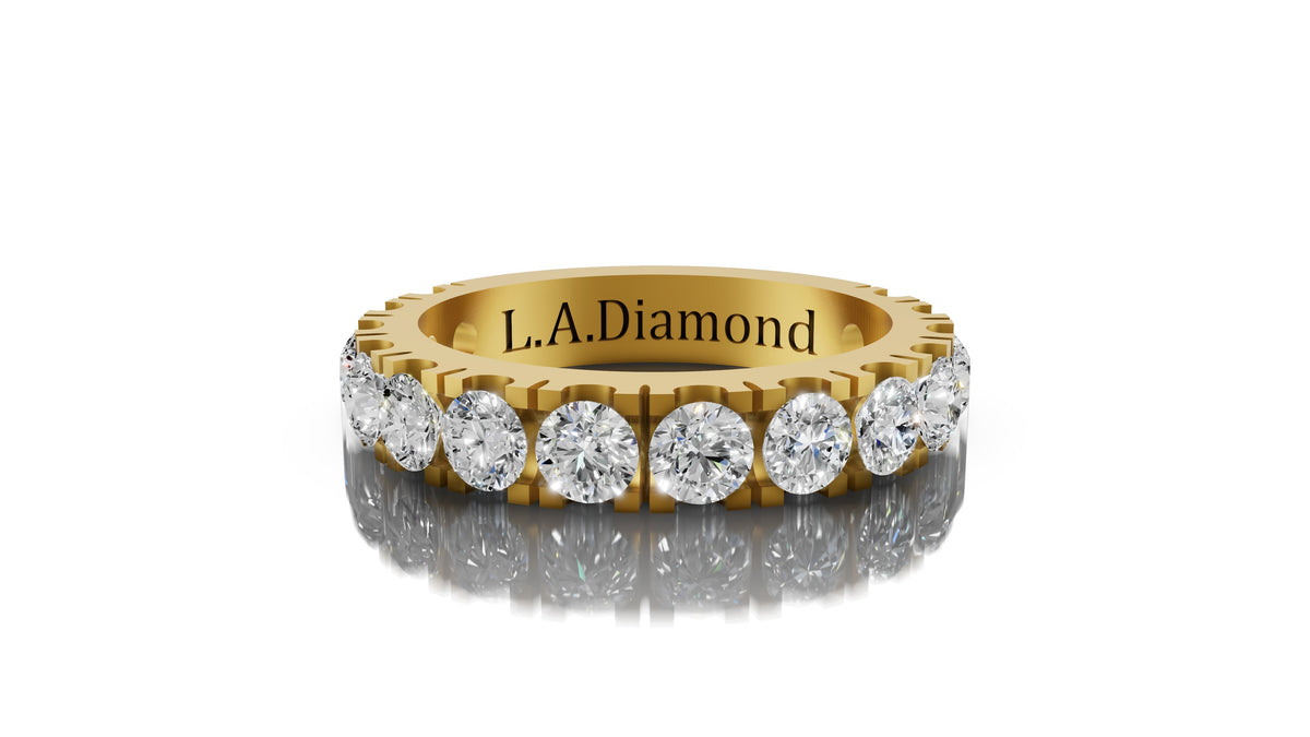2.5ct Round Cut Diamond Half Eternity Wedding Band - Set in 14k Gold