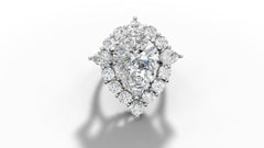 2ct Pear Cut Diamond Classic Cocktail Ring Set in 14k Gold