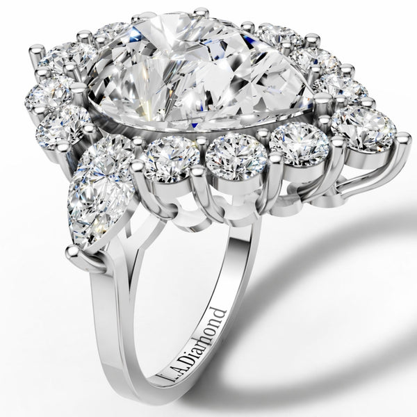 14K Gold 2 ct Pear Cut Diamond Classic Cocktail Ring - LA DIAMOND