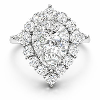 14K Gold 2 ct Pear Cut Diamond Classic Cocktail Ring