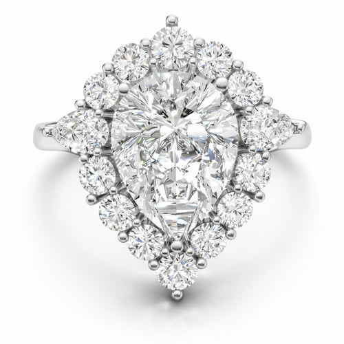 14K Gold 2 ct Pear Cut Diamond Classic Cocktail Ring - LA DIAMOND