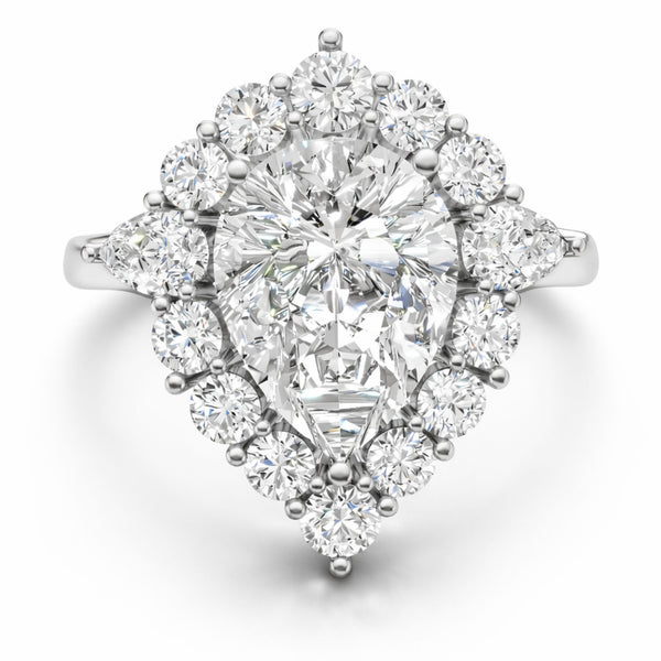 14K Gold 2 ct Pear Cut Diamond Classic Cocktail Ring - LA DIAMOND