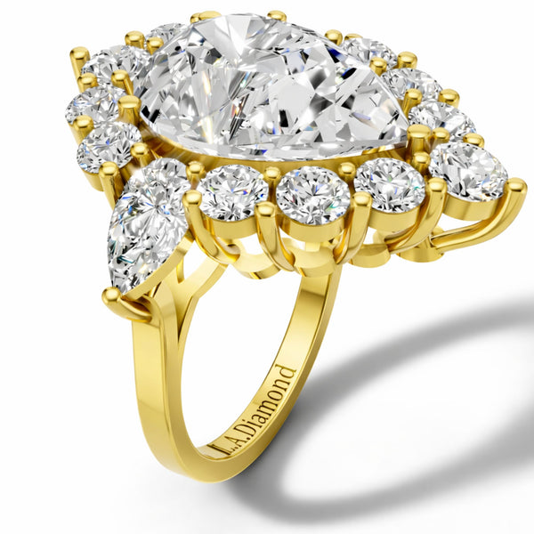 14K Gold 2 ct Pear Cut Diamond Classic Cocktail Ring - LA DIAMOND