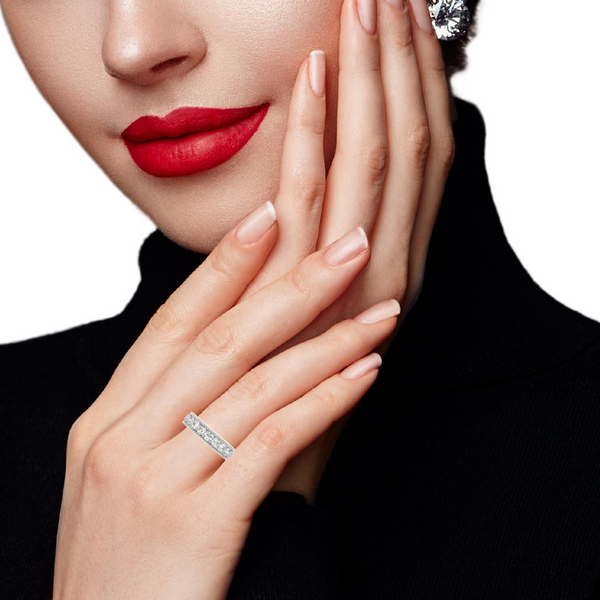 White Gold Diamond  Round Cut Wedding Band - LA DIAMOND