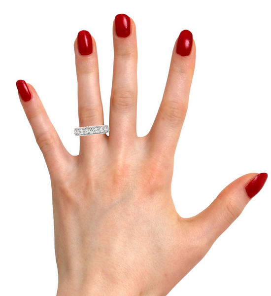 White Gold Diamond  Round Cut Wedding Band - LA DIAMOND