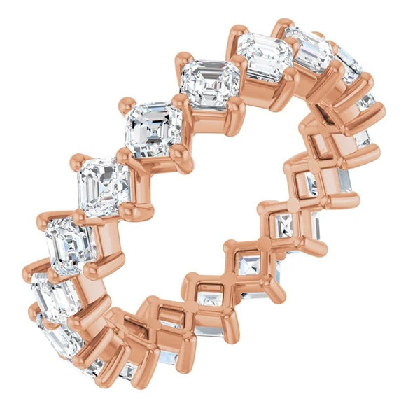 Asscher Cut Diamond Shared-Prong Eternity Band in 14K Gold