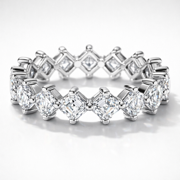 Asscher Cut Diamond Shared-Prong Eternity Band in 14K Gold