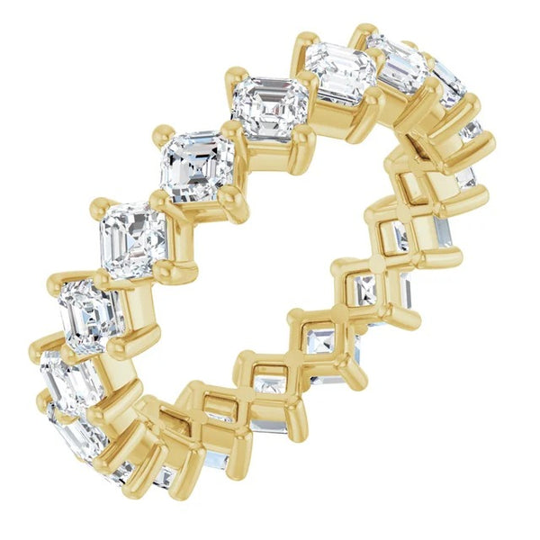 Asscher Cut Diamond Shared-Prong Eternity Band in 14K Gold