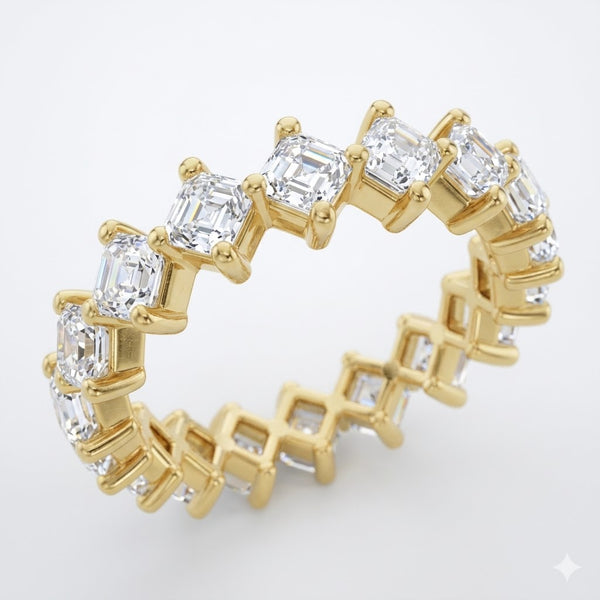 Asscher Cut Diamond Shared-Prong Eternity Band in 14K Gold