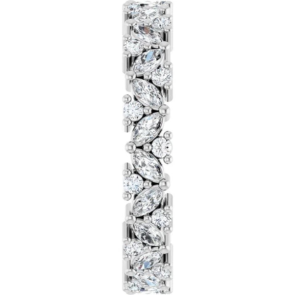 Marquise and Round Diamond Leaf Cluster Eternity Band in 14K Gold