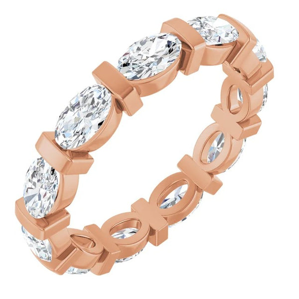 Oval Cut Diamond Bar-Set Eternity Band in 14K Gold