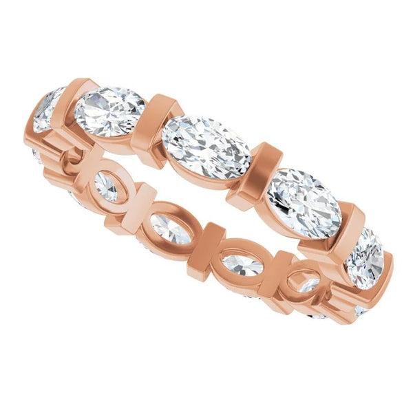 Oval Cut Diamond Bar-Set Eternity Band in 14K Gold