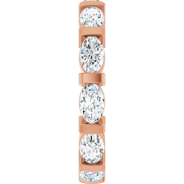 Oval Cut Diamond Bar-Set Eternity Band in 14K Gold