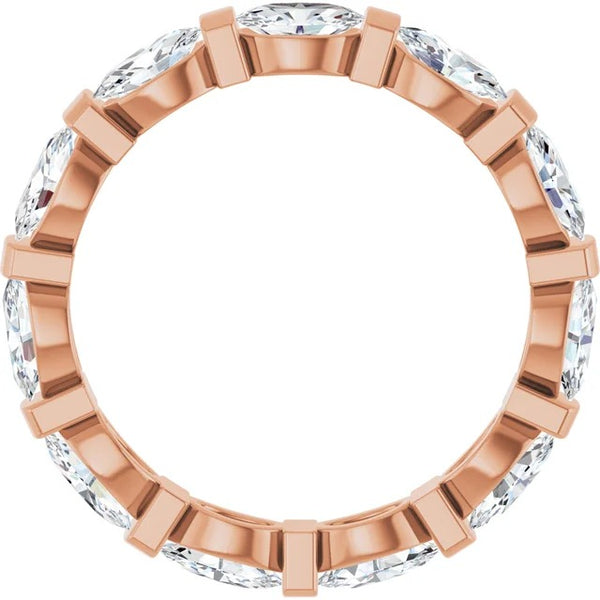 Oval Cut Diamond Bar-Set Eternity Band in 14K Gold