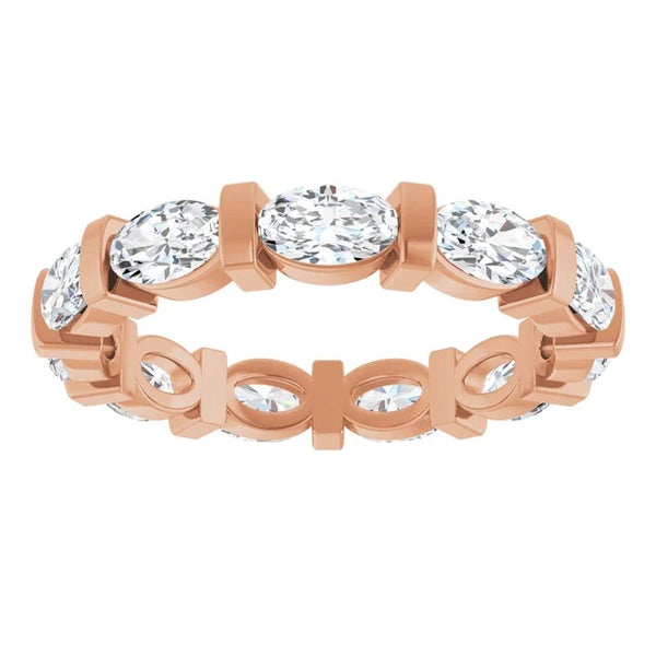 Oval Cut Diamond Bar-Set Eternity Band in 14K Gold